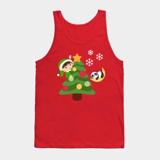 Elf Putting a Star on the Christmas Tree Tank Top